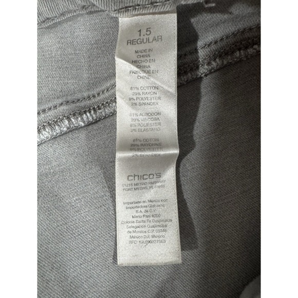 Chicos Jeggings Womens 1.5 US 10 Gray Jeans Curvy Stretch High Rise Zip Fly - Picture 4 of 16